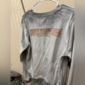 True Religion Silver and Tan Logo Sweatshirt